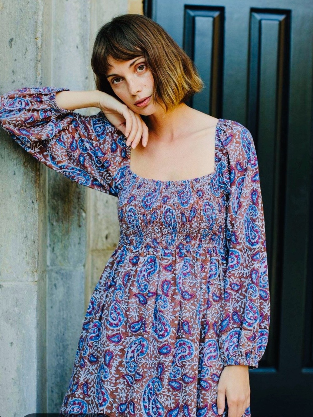 Rachel Pally Louise Paisley Smocked Midi Dress